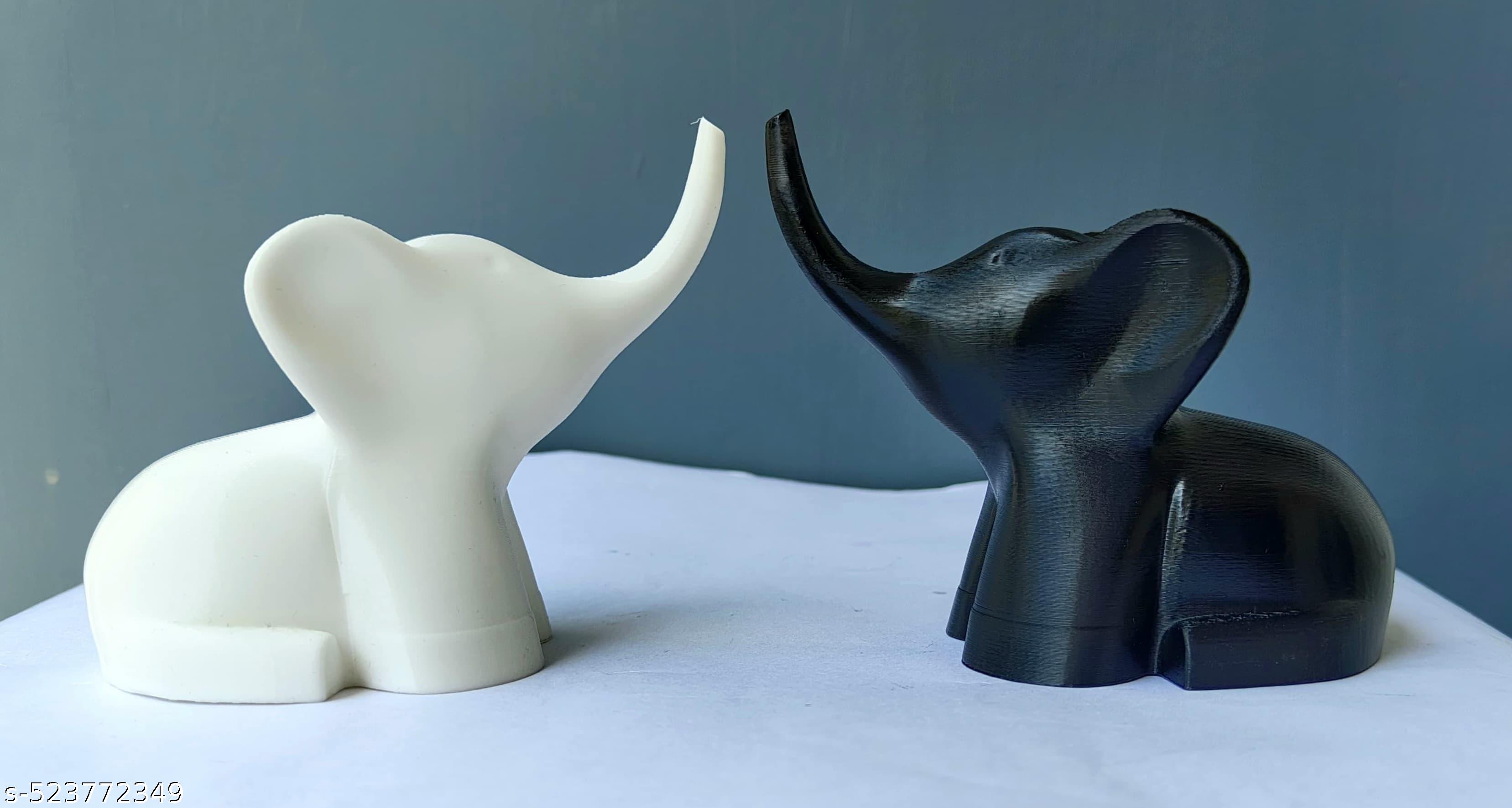 Set of 2 Elephants 3D Printed Combo (Black)